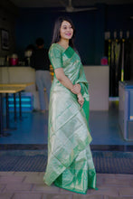 Load image into Gallery viewer, Lustrous Wedding Wear Jacquard Zari Weaving Work Kanchipuram Silk Saree With Flaunt Blouse Piece