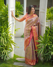 Load image into Gallery viewer, Admirable Function Wear Jacquard Zari Weaving Work Kanjivaram Silk Saree With Ephemeral Blouse Piece