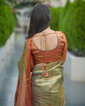 Load image into Gallery viewer, Admirable Function Wear Jacquard Zari Weaving Work Kanjivaram Silk Saree With Ephemeral Blouse Piece