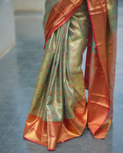 Load image into Gallery viewer, Admirable Function Wear Jacquard Zari Weaving Work Kanjivaram Silk Saree With Ephemeral Blouse Piece