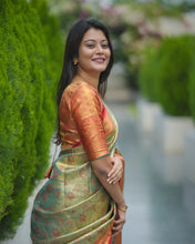 Load image into Gallery viewer, Admirable Function Wear Jacquard Zari Weaving Work Kanjivaram Silk Saree With Ephemeral Blouse Piece