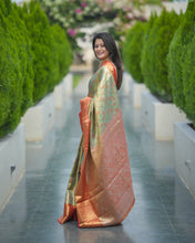 Load image into Gallery viewer, Admirable Function Wear Jacquard Zari Weaving Work Kanjivaram Silk Saree With Ephemeral Blouse Piece