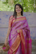 Load image into Gallery viewer, Forbearance Festive Wear Purple Color Jacquard Zari Weaving Work Kanchipuram Silk Saree With Dalliance Blouse Piece