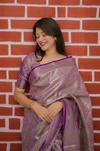 Load image into Gallery viewer, Lustrous Wedding Wear Jacquard Zari Weaving Work Kanchipuram Silk Saree With Flaunt Blouse Piece