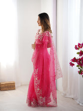 Load image into Gallery viewer, Attractive Party Wear Organza Silk Thread n Sequence Work Fancy Designer Saree With Unstitched Blouse