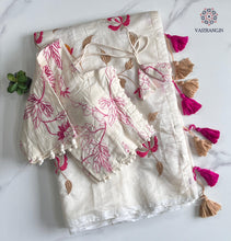 Load image into Gallery viewer, New Chanderi Cotton Heavy Embroidery n Tussels Work Fancy Designer Wedding Wear Saree With Stitched Blouse