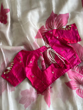 Load image into Gallery viewer, New Partywear White Color Tissue Silk Foil Print Work Fancy Designer Saree With Maggam Work Unstiched Blouse Piece