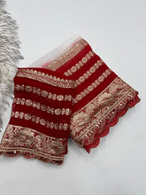 Load image into Gallery viewer, Graceaura Party Wear Viscose Georgette Jacquard Weaving n Sequence Border Work Fancy Designer Saree For Reception