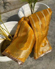 Load image into Gallery viewer, New Beautiful Wedding wear Yellow Color Two Tone Soft Banarasi Tissue Silk Bollywood Style Crushed Sarees