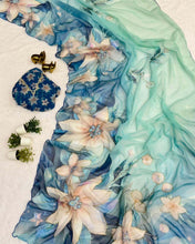 Load image into Gallery viewer, Latest Festive Wear Multicolor Soft Chiffon Print Embroidery n Hand Work Fancy Designer Saree With Blouse