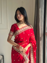 Load image into Gallery viewer, Exquisite Party Wear Soft Faux Georgette Embroidery n Sequence Zari Work Fancy Designer Saree With Unstithced Blouse Piece