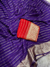 Load image into Gallery viewer, Latest Wedding wear Purple Color Viscose Georgette Jacquard Weaving Work Designer Saree