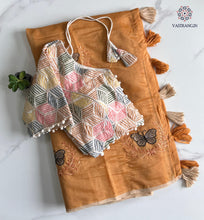 Load image into Gallery viewer, New Beautiful Chanderi Cotton Heavy Embroidered n Tussels Work Fancy Designer Wedding Wear Saree With Stitched Blouse