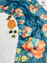 Load image into Gallery viewer, Latest Function Wear Multicolor Soft Chiffon Print Embroidery n Hand Work Fancy Designer Saree With Blouse