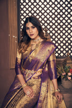Load image into Gallery viewer, Wedding Wear Purple Color Kanjivaram Silk Pure Zari Weaving with Beautiful Meena Weaving Saree