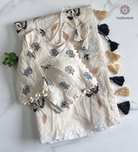 Load image into Gallery viewer, New Chanderi Cotton Heavy Embroidery n Tussels Work Fancy Designer Wedding Wear Saree With Stitched Blouse