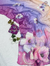 Load image into Gallery viewer, Latest Function Wear Multicolor Soft Chiffon Print Embroidery n Hand Work Fancy Designer Saree With Blouse