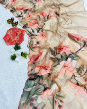 Load image into Gallery viewer, Latest Festive Wear Multicolor Soft Chiffon Print Embroidery n Hand Work Fancy Designer Saree With Blouse