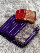 Load image into Gallery viewer, Latest Wedding wear Purple Color Viscose Georgette Jacquard Weaving Work Designer Saree