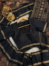 Load image into Gallery viewer, Divine Party Wear Pure Soft Tussar Kashmiri Silk Printed n Zari Work Border Rich Pallu Designer Saree With Unstitched Blouse