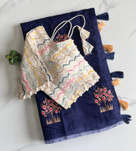 Load image into Gallery viewer, New Dalliance Chanderi Cotton Embroidery n Tussels Work Fancy Designer Function Wear Saree With Stitched Blouse