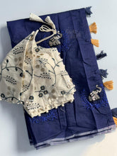 Load image into Gallery viewer, Mellifluous Function Wear Chanderi Cotton Embroidery n Tussels Work Fancy Designer Saree With Stitched Blouse