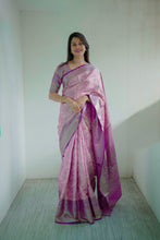 Load image into Gallery viewer, Rhapsodic Function Wear Jacquard Zari Weaving Work Kanchipuram Silk Saree With Ephemeral Blouse Piece