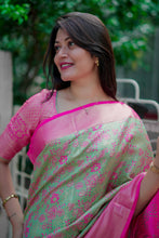 Load image into Gallery viewer, Rhapsodic Function Wear Jacquard Zari Weaving Work Kanchipuram Silk Saree With Ephemeral Blouse Piece