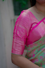 Load image into Gallery viewer, Rhapsodic Function Wear Jacquard Zari Weaving Work Kanchipuram Silk Saree With Ephemeral Blouse Piece