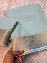 Load image into Gallery viewer, Blissful Function Wear Soft Chiffon Jacquard Weaving Border Fancy Designer Saree With Blouse Piece