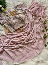 Load image into Gallery viewer, New Elegant Faux Georgette Heavy Sequence With Crush Plated Frill Work Fancy Designer Saree With Unstitched Blouse