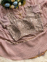 Load image into Gallery viewer, New Elegant Faux Georgette Heavy Sequence With Crush Plated Frill Work Fancy Designer Saree With Unstitched Blouse