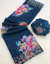 Load image into Gallery viewer, New Partywear Soft Weightless Chiffon Print n Sequence Work Fancy Designer Saree