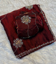 Load image into Gallery viewer, Glossy Party Wear Silk Handwork Sequence n Bids Work Designer Saree With Blouse Piece