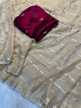 Load image into Gallery viewer, Charming Party Wear Viscose Silk Zari Work Fancy Designer Saree With Contrast Blouse Piece