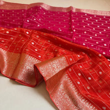Load image into Gallery viewer, Delightful Festive Wear Double Shaded Chinnon Jacquard Weaving Border Fancy Designer Saree