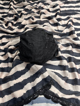 Load image into Gallery viewer, New Georgette Satin Black n White Digital Printed Saree With Sequence Work Border