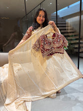 Load image into Gallery viewer, Outstanding Wedding Wear Silk Sequence n Embroidery Work Butti Desginer Saree With Stitched Blouse