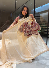 Load image into Gallery viewer, Outstanding Wedding Wear Silk Sequence n Embroidery Work Butti Desginer Saree With Stitched Blouse