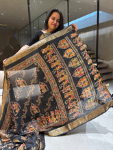 Load image into Gallery viewer, Artisanal Festive Wear Pure Silk Ajrak Printed Rich Pallu n Mirror Work Fancy Designer Saree With Blouse Piece