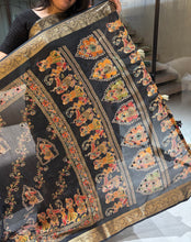 Load image into Gallery viewer, Artisanal Festive Wear Pure Silk Ajrak Printed Rich Pallu n Mirror Work Fancy Designer Saree With Blouse Piece