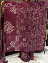 Load image into Gallery viewer, Artisanal Function Wear Pure Satin Silk Ajrak Printed Rich Pallu n Mirror Work Designer Saree