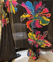 Load image into Gallery viewer, Blissful Party Wear Pure Silk Mirror Work Designer Saree With Blouse Piece