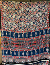 Load image into Gallery viewer, Glamorous Function Wear Pure Satin Silk Ajrak Printed Rich Pallu n Mirror Work Fancy Saree With Blouse Piece