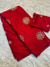 Load image into Gallery viewer, Adorning Festive Wear Silk Flower Handwork Butti Design Fancy Saree With Matching Blouse Piece