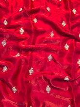 Load image into Gallery viewer, Charismatic Function Wear Silk Embroidery n Bids Work Fancy Designer Saree With Blouse Piece