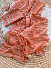 Load image into Gallery viewer, Fantabulous Wedding Wear Pure Silk Embriodery N Sequence Cut Work Border Fancy Designer Saree With Blouse