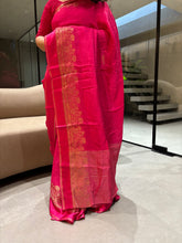 Load image into Gallery viewer, Fantabulous Party Wear Viscose Silk Satin Border Zari Design Fancy Saree With Blouse Piece