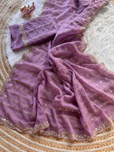 Load image into Gallery viewer, Fantabulous Wedding Wear Pure Silk Embriodery N Sequence Cut Work Border Fancy Designer Saree With Blouse