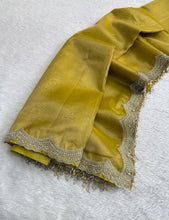 Load image into Gallery viewer, Whimsical Wedding Wear Soft Tissue Silk Scalloped Border Designer Saree For Occasion